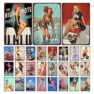 Métal Fer Peinture Feuille Chic Pin Up Girl Vintage Affiche Sexy Girl Tin Sign Rétro Plaque Man Cave Bar Chambre Salon Home Decor Wall Art Affiche 30X20cm W03