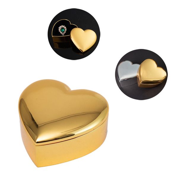 Boîte à bijoux en métal, emballage cadeau créatif en forme de cœur, rangement de cadeaux de saint-valentin, boîtes à bagues de mariage romantiques
