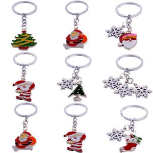 Metalen sleutelhanger ringen sleutelhanger mode sleutelhangers voor auto's Santa Claus boom sneeuwpop sneeuwvlok sleutelhanger druppels hanger kerst geschenk ornamenten