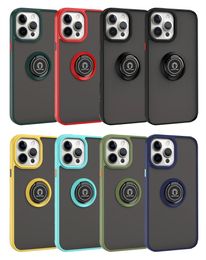 Metalen standaard telefoonhoesjes Matte Skin Back Cover Auto Ring Holder Protector voor iPhone 13 13Pro Max 12 12Pro 11 11Pro X XS XR 7 7P 8 8Plus