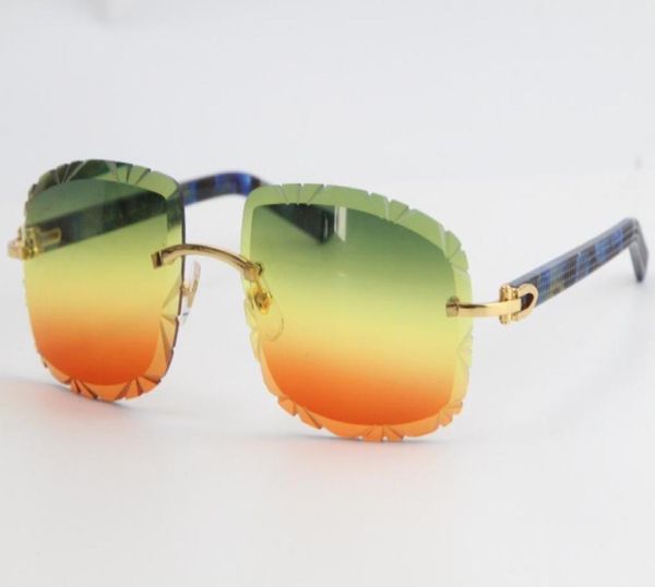 Metal Dernières lunettes de soleil de mode Marble Blue Plank Embouts sans bord
