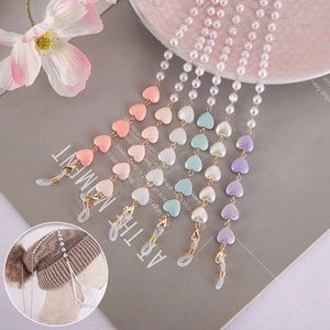 Metal Love Heart Chain Women Delicate Sunglasses Pearl Chain Anti-slip Glasses Strap Necklace Anti-lost Rope Wholesale