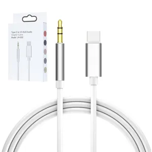 Cables USB tipo C macho a conector de 3,5mm para auriculares, Cable de audio auxiliar estéreo para coche, adaptador para teléfono móvil con caja retial