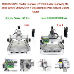 Mini routeur CNC en métal graveur bricolage 2030 Machine de gravure Laser 500Mw 2500mw 2 en 1 paquet démonté routeur de découpe de sculpture