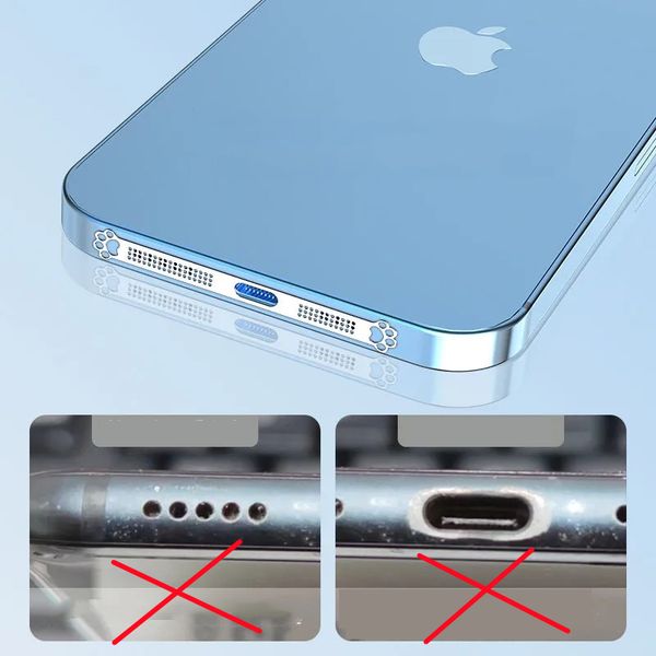 Pegatina de malla a prueba de polvo de teléfono móvil de metal para iPhone 14 12 13 Altavo Cat Caw Caw Puerto anti-polvo