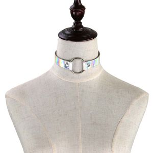 Metaal o ring laser choker ketting halsbanden riem kettingen voor vrouwen meisjes statement sieraden wil en zandig