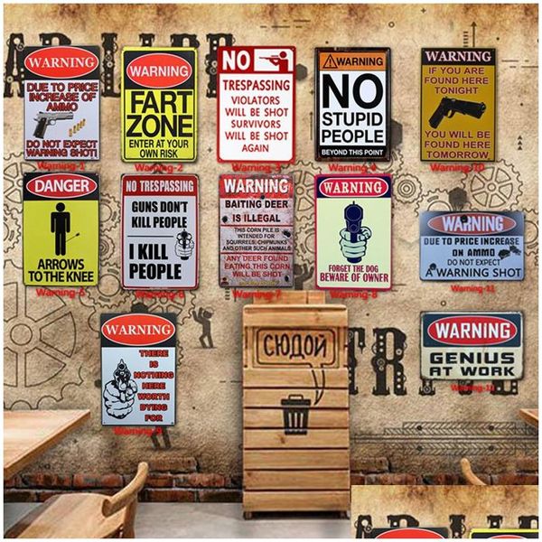 Peinture en métal 12 styles Avertissement Tin Toilette Cuisine Décor Affiche Bar Pub Café Rétro Signe Accueil Restaurant Vintage Tqq Drop Livraison G Dhd2B