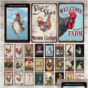 Metalen schilderij 2023 grappige verse eieren blikken bord boerderijwinkel Frans café melk thuis muur decor vintage poster borden Happy Chicken retro D Dhexj