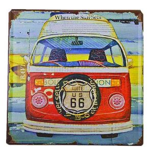 Peinture en métal 30x30cm Vintage Plaques en métal Route 66 Bus Campers Affiche Pub Bar Garage Maison Décorative Mur Art Peinture Plaque T220829