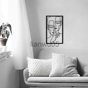 Metaal schilderij abstract mannen gezicht lijn ijzeren muur hangende sculpturen rustig teken zwart metalen muur kunst voor slaapkamer woonkamer badkamer decor x0829