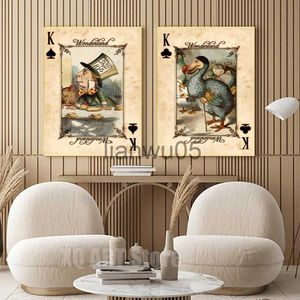 Metaal Schilderij Alice In Wonderland Posters en Prints Muurkunst Grappige Speelkaarten Vintage Canvas Schilderij Voor Woonkamer Home Decor Frameloos x0829