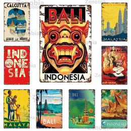 Métal Peinture Bali Malaisie Voyage Affiche En Métal Vintage En Métal Signe Paysage Shabby Tin Plaques Plaque Rétro Fer Peinture Man Cave Décoration T220829