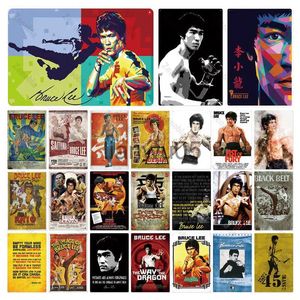 Metalen schilderij Bruce Lee metalen bord tin poster plaque vintage acteur Chinese Kongfu ijzer schilderij plaat kunst aan de muur voor man Cave Bar Pub Club Decor x0829