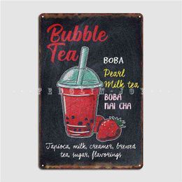 Metal Painting Bubble Tea Anime Boba Kpop Poster Metalen Plaque Garage Club Wall Plaque Club Home Funny Tin Sign Poster T220829