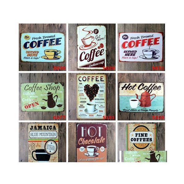 Peinture en métal Café Restaurant Plaque décorative Licence Vintage Home Decor Tin Sign Bar Pub Garage Plaque Wvt0111 Drop Delivery Gard Dhyse