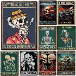 Metalen schilderij Kies iets leuks Schedel Metalen Tin Borden Posters Plaat Muur Decor voor Garage Bars Man Cave Cafe Clubs Retro Posters Plaque T240309