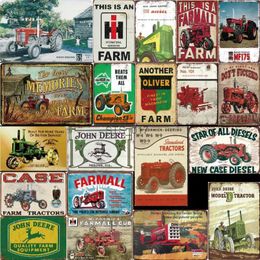 Peinture en métal tracteurs agricoles, panneaux en étain, camions de ferme, affiche murale Vintage, Plaque de peinture artistique, artisanat d'art, Pub, Bar, décoration de maison, peinture en métal