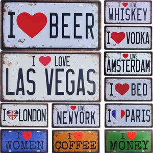 Metal Painting I Love Coffee Beer Amsterdam whisky sex tin plaque kenteken bord ma dames leven koffie retro metalen bord wanddecor posters t220829