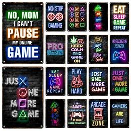 Metal Painting Metal Tin Sign Video Games Tinnen Tekens Gaming Zone Beste Gamer Decoratief Iron Painting Plaque Tin Plaat voor Game Room Decoration T240505