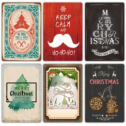 Metaal schilderen Nieuwe kerst Merry Christmas Retro Tin Painting Bar Café Achtergrond Wall Xmas Frameless Decoratief Muur Werkelijk woonkamer Home Decor Maat