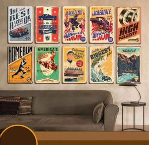 Metaal schilderen Nieuwe retro poster Tin Painting Bar industriële stijl achtergrond muur huis frameloze decoratief schilderij woonkamer decor 20x30cm