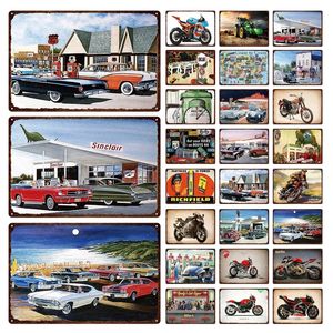 Metaal schilderij retro klassieke auto motorfiets wanddecor vintage posters metaal teken plaque garage home decoratie poster tin bord ijzer schilderen 30x20cm w03