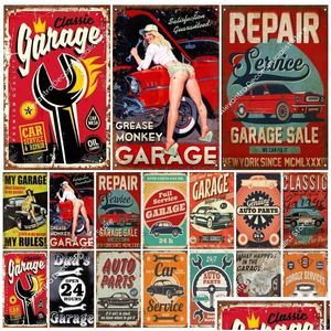 Peinture en métal rétro papa garage décoratif sexy filles outils de voiture automobile affiches assiettes murales