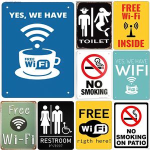 Metalen Schilderij Retro Gratis Wifi Niet Roken Wasruimte Metalen Tin Borden Vintage Posters voor Game Room Bar Man Cave Cafe Thuis Wall Decor Gift T240309