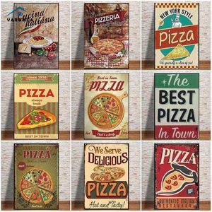 Metal Painting Retro Pizza Sign Tin Plate Posters Vintage For Pizzeria Restaurant Dining Wall Art Poster Plaque Home Decor T220829