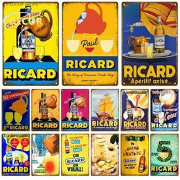 Metalen Schilderij Retro Ricard Bier Metalen Bord Tin Borden Whisky België Bieren Plaquette Muur Vintage Decoratie Poster Plaat Man Cave Shabby Chic T240309