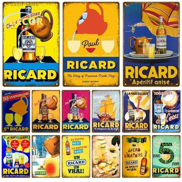 Pintura de metal Retro Ricard Cerveza Letrero de metal Carteles de chapa Whisky Bélgica Cervezas Placa Pared Decoración vintage Cartel Placa Hombre Cueva Shabby Chic T240309