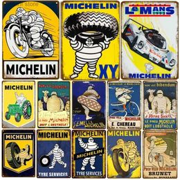 Metalen schilderij retro blikken bord met bandenmerk voor auto- en motorfans - metalen plaat poster voor shabby muren en decoratieve garagekunst T240309