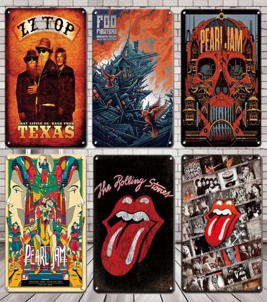 Pinting de metal Rock Band Signo de estaño Vintage Coffee Bar Pub Art Decor Signs Metal Plate Sala Decoración de sala de estar PLA7849373