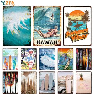 Metal Painting Sailing Surf Hawaii Vintage Poster Metalen tin teken Gepersonaliseerde woonkamer Decoratieve plaques retro schilderij Decor Du-11428B T220829