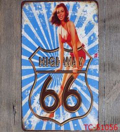 Metalen schildertekens vintage route 66 plaat plaque poster ijzerplaten muurstickers bar club garage home decor 40 ontwerpen wzw9382638