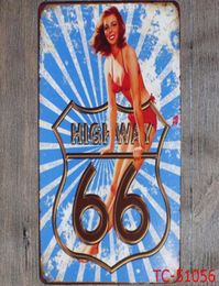 Peinture en métal signes en étain Vintage Route 66 plaque plaque affiche plaques de fer autocollants muraux Bar Club Garage décor à la maison 40 modèles WZW4613575