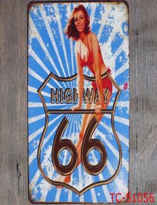 Peinture en métal signes en étain Vintage Route 66 plaque plaque affiche plaques de fer autocollants muraux Bar Club Garage décor à la maison 40 modèles WZW4613575