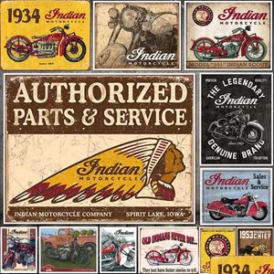 Metalen schilderij traditionele Indiase schilderijen Motor Tin Sign Classic Vintage Motorcycle Club Garage Art Decor Iron Platebar Cafe Plaqu Dhbej