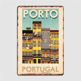 Metal Painting Travel Posters Porto Portugal Poster Metalen Plaque Garage Club Wall Cave Printing Wall Decor Tin Bord Posters T220829