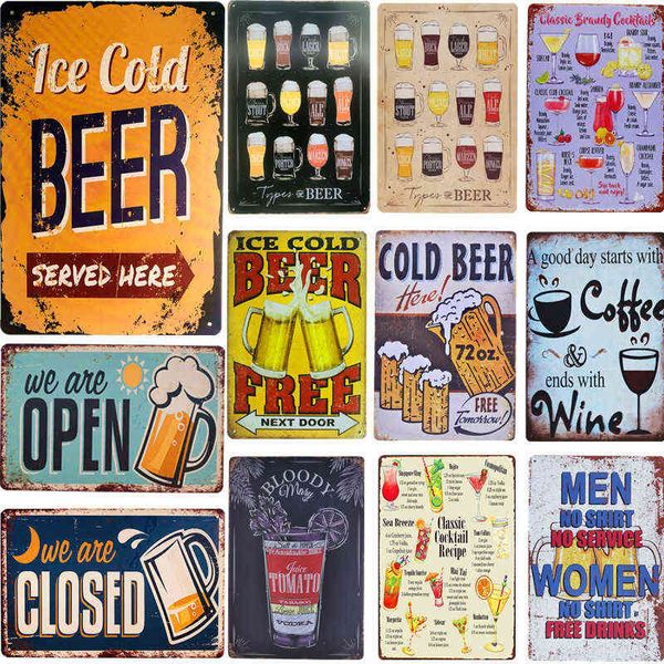 Métal Peinture Vintage Boisson Glacée Bière En Métal Tin Signes Plaques Plaque Bar Pub Club Homme Cave Affiche Fer Wall Sticker Décor T220829