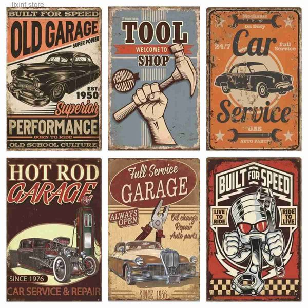 Peinture en métal Vintage Garage affiche métal signe voiture Service métal étain signes rétro Plaque Garage outil boutique mur Art décor T240309