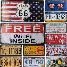 Metal Paintage Vintage Metal Tin Signs Coffee gratis WiFi Route 66 Motor Plaques auto kentekenplaat Pub Garage Home Wall Decor Poster 15x30cm T220829