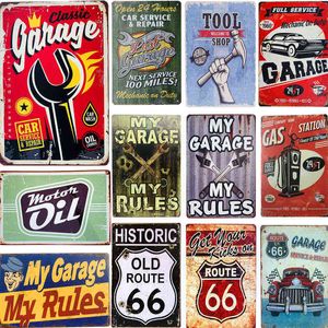 Metalen schilderij vintage metalen blikjes borden motor gasolie man cave gereedschap kunst poster garage pub rustieke bar home muur decor plaque t220829