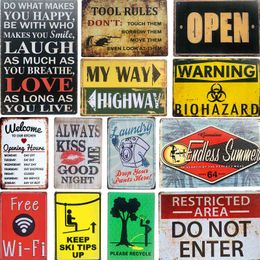 Metal Paintage Vintage Metal Tin Signs Toilet WC Gratis WiFi Welcome Bar Room IJzeren schilderij Pub Club Trail Muur Decor Paten T220829