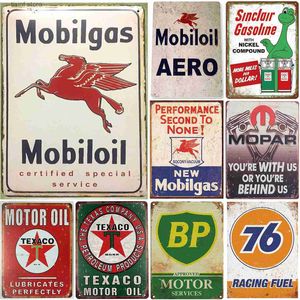 Metal Painting Vintage Mobiloil Texaco Husky Skunk Camel Gasolie metalen blikjes Tekens Wanddecor voor thuisbars Garage Gas Oil Station Cafe Clubs Pub T240309