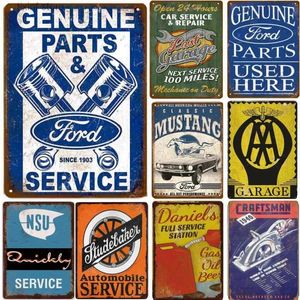 Metalen Schilderij Vintage Auto Verkoop Onderdelen Service Metalen Borden Tin Poster Decoratieve Platen Muurstickers Pub Garage Decor T240309