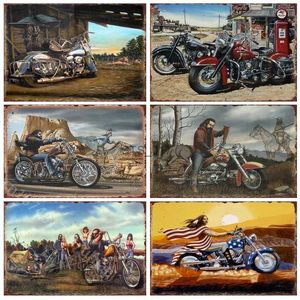 Pintura de metal vintage motocicleta carteles de metal pintura para el hogar sala de estar arte de la pared decoración gimnasio garaje placas hombre cueva retro carteles