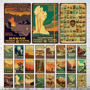 Métal Peinture Vintage Parc National En Métal Signes En Étain Paysage Rétro Affiches Art Film Fer Peinture Shabby Home Room Bar Décor Décoration Murale T220829