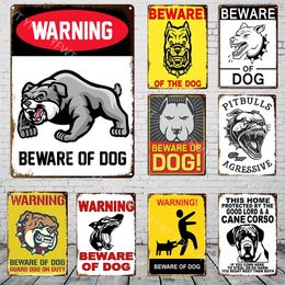 Metalen schilderij waarschuwing hond vintage poster pas op voor hond retro blikken platen muurstickers voor tuin familie huis deur decoratie