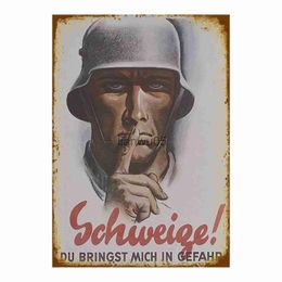 Metalen Schilderij Tweede Wereldoorlog Keep Quiet Vintage Duitse Poster Metalen Borden Muur Grot Tin Teken Posters Thuis Bar Garage Cafe Metalen Bord Cadeau 8x12 Inch x0829